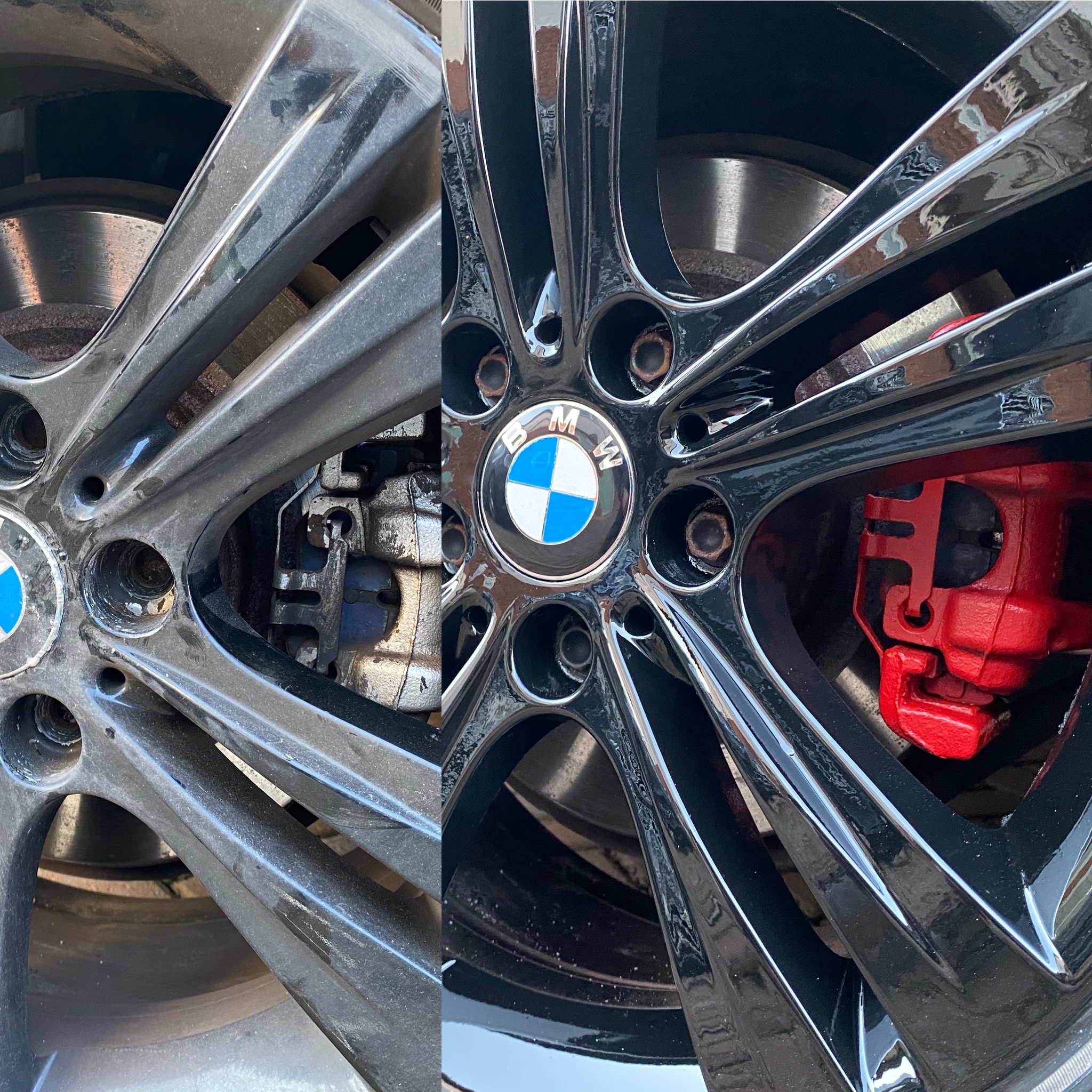 Before and after photos of a BMW